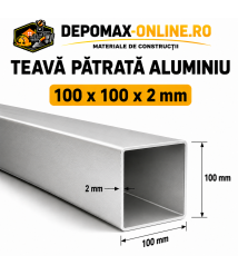Teava patrata aluminiu 100 x 100 x 2 mm, 6 metri (EN AW-6060)